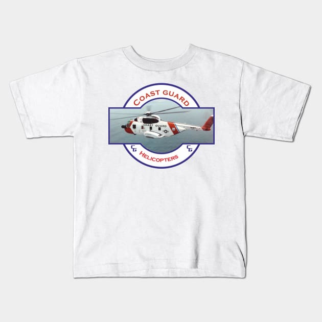 US Coastguard search and rescue Helicopter, Kids T-Shirt by AJ techDesigns